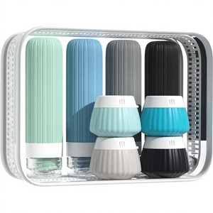 Ensemble de 8 flacons de voyage en silicone anti-fuite, kit de toilette rechargeable, 4 flacons de 90 ml, 4 pots de 30 ml avec sangle de sécurité - Product Image 2