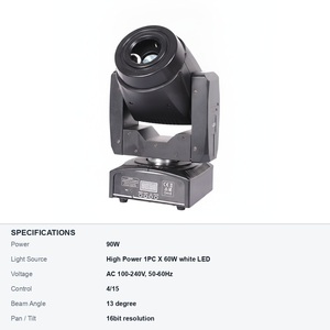 ไฟสปอตไลท์แบบเคลื่อนย้ายได้ DMX LED 60W สำหรับคลับบาร์ พร้อมปริซึม 3 หน้า สำหรับไนท์คลับและคาราโอเกะ - Product Image 6