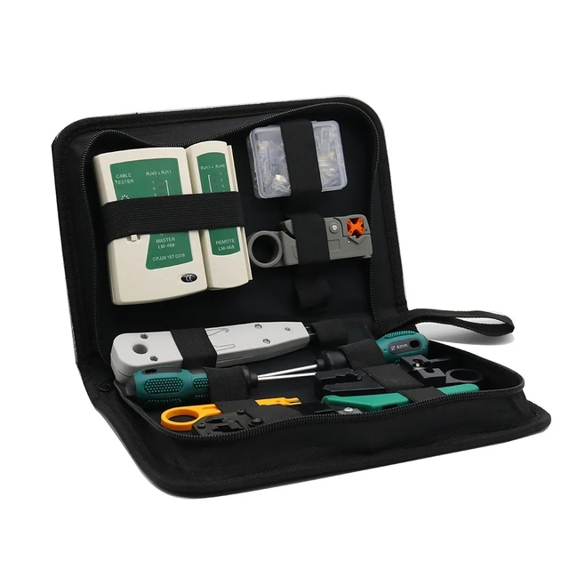 Professional OEM Portable Network Tool Kit Ethernet Computer Maintenance LAN Cable Tester Crimper Cutter Repair Set Bag