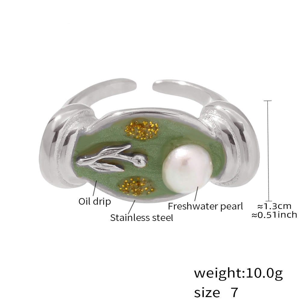 Steel Freshwater Pearl Ring