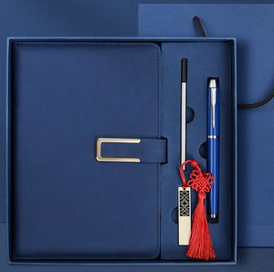 Venta al por mayor cuaderno de cuero corporativo juegos de regalo personalizable de lujo A5 diario cuaderno caja de regalo con bolígrafo y USB - Product Image 1