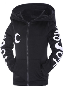 Felpe <span class=keywords><strong>con</strong></span> Cappuccio Stampa Gotica Punk 5XL da <span class=keywords><strong>Donna</strong></span>, Giacca <span class=keywords><strong>Nera</strong></span> a Maniche Lunghe <span class=keywords><strong>con</strong></span> <span class=keywords><strong>Cerniera</strong></span>, Cappotto Casual Autunno Inverno, Top <span class=keywords><strong>con</strong></span> Cappuccio Femminile - Product Image 4