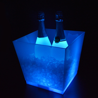 Seau à glace LED carré de luxe 10 litres, personnalisé avec logo, coloré, pour bière et vin, en plastique, vente en gros
