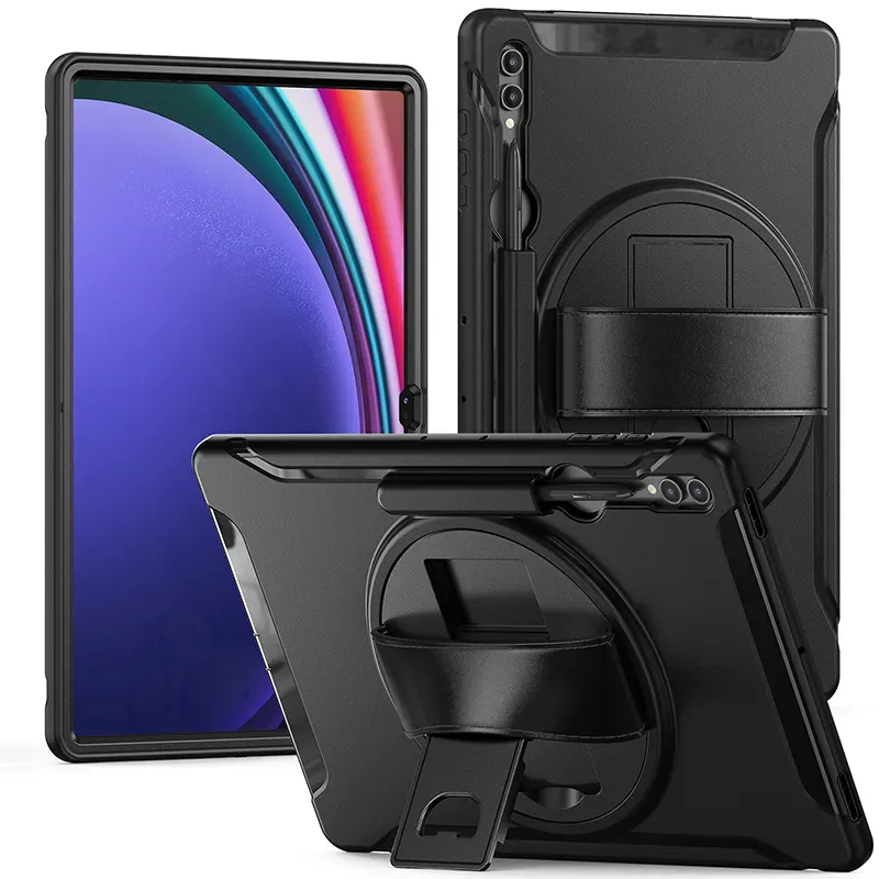 Samsung Galaxy Tab için TPU tampon kapak S9 Ultra 14.6 2023 X910/X916B/X918U dahili 360 standı