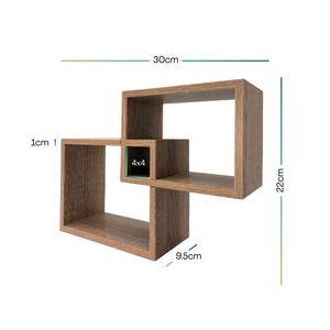 Ensemble de 2 étagères murales rectangulaires en bois emboîtables 30x9,5x22 cm gris tourterelle décoratives - Product Image 2