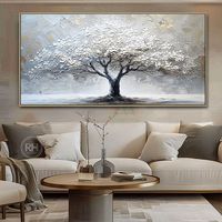 Peinture acrylique abstraite peinte à la main, Arbre de Vie, décoration murale pour salon, couleur Morandi