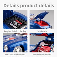 1:24 300SL Retro Coke Edition Model Alloy Pintu Dapat Dibuka Kap Mesin Lampu Suara Sistem Tarik Mundur Kemudi Terhubung