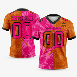 เสื้อเจอร์ซีย์อเมริกันฟุตบอลสีส้มชมพูดำไล่เฉดสี ระบายอากาศได้ดี ไซส์พลัส แฟชั่นตาข่าย ชุดทีม สำหรับวันแข่งขัน เสื้อแฟนคลับ - Product Image 4