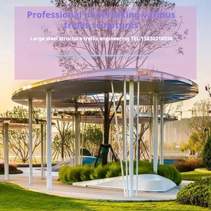 大型不锈钢门廊雕塑制造商定制景观大型树形长廊金属钢结构树叶 - Product Image 3