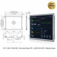 Modul LCD IPS XGA 15 Inci 1024x768 Kelas Medis 400 Nits LVDS 20 PIN untuk Mesin Dialisis Darah & Monitor Klinis