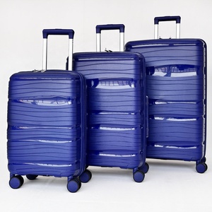 Ensemble de 3 valises rigides en plastique léger à roulettes avec trousse de toilette, anti-casse, en PP, bagages cabine - Product Image 5