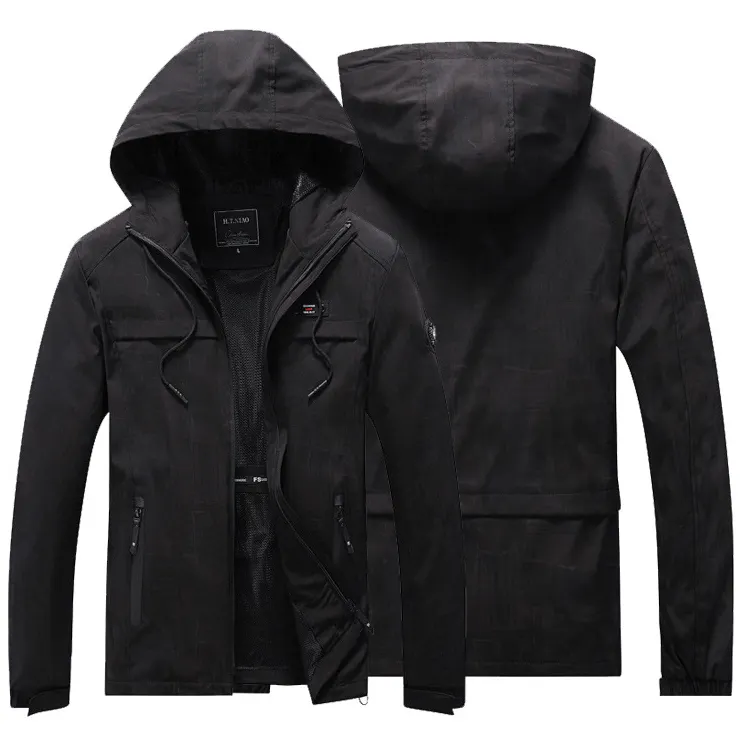 customized sport men's black windbreaker jacket sport 2023 fashion waterproof warm coat tops