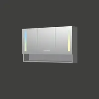 AXW RGB الزخرفية 3 الأبواب تخزين مضيئة LED أضواء مستطيل خزانة بمرآة للحمام