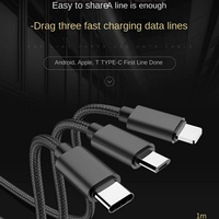 Câble de charge 3-en-1 en nylon Type-C pour Android, iOS, ordinateur, écouteurs, conducteur en cuivre pur, charge rapide, personnalisable, vente en gros