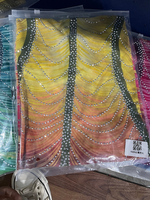CY900963 Robe sans manches pour femme, effet ombré, imprimé arc-en-ciel, style streetwear, moulante en maille, pour club et occasions décontractées, avec strass
