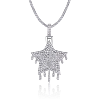 Collier pendentif en forme de cœur en cristal de glace, plaqué or, plaqué argent, plaqué rhodium, chaîne en laiton avec zircon, bijoux hip-hop