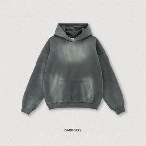 Yingling logotipo personalizado estampado Oversize 370g sudaderas con capucha lavado ácido hombres Stone Wash Sudadera con capucha sudadera serigrafiada sudadera - Product Image 4