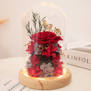 <span class=keywords><strong>Saint</strong></span>-<span class=keywords><strong>Valentin</strong></span>, Fête Nationale, <span class=keywords><strong>Cadeau</strong></span> de roses, <span class=keywords><strong>Cadeau</strong></span> d'anniversaire pour petite amie, Ornement de boîte-<span class=keywords><strong>cadeau</strong></span> en verre avec fleur éternelle - Product Image 1
