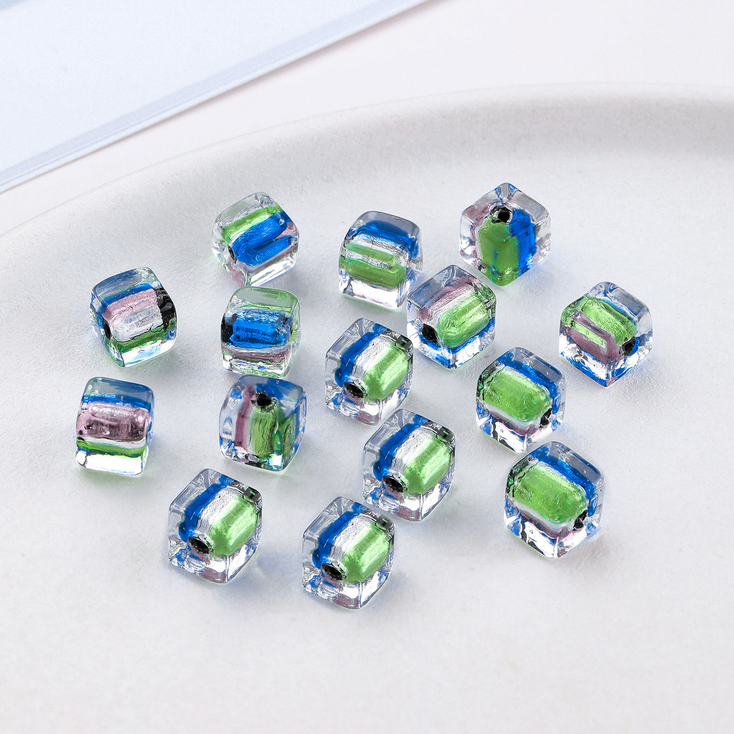 Royal blue, green and purple