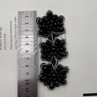 Chaussures en pvc pour dames, fleurs de perles noires faites à la main, accessoires de fleur de chaussure
