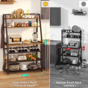 Chariot de cuisine moderne de 65.2 pouces, support de boulangerie avec prise de courant, panneau en bois, supports pour micro-ondes - Product Image 4