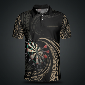 T-shirt décontracté pour homme en polyester 100% à séchage rapide, imprimé fléchettes polynésiennes, prix d'usine en gros, personnalisable avec le nom de l'équipe - Product Image 3