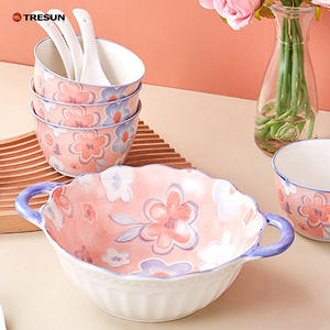 フラワーデザインギフトボックス磁器セラミックプレートとボウルセットセラミックスプーン - Product Image 3