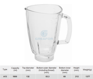 Jarra de Vidro Triangular de 1.5L para Liquidificador e Extrator de Suco, Estilo Especial, Atacado Direto da Fábrica, Popular, Peça de Reposição - Product Image 3