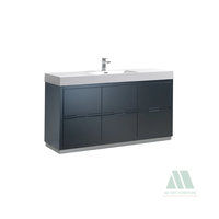 Meubles-lavabos modernes en bois pour salle de bain, suspendus au mur, avec vasque en céramique et miroir inclus, faible MOQ, service ODM, usine vietnamienne, chêne/pin/acacia