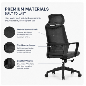<span class=keywords><strong>Silla</strong></span> <span class=keywords><strong>de</strong></span> Oficina Ergonómica y Ortopédica sin Ruedas, Base Fija, Reposacabezas y Reposabrazos Ajustables, Venta al por Mayor Directa <span class=keywords><strong>de</strong></span> Fábrica - Product Image 3
