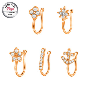 Freya Sexy Clip de nez en acier inoxydable, <span class=keywords><strong>Faux</strong></span> anneau de nez en forme de fleur, Manchettes de nez en zircon, Clip d'<span class=keywords><strong>oreille</strong></span>, Bijoux, Cadeau, Manchettes d'<span class=keywords><strong>oreille</strong></span> pour femmes - Product Image 4