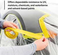 Cinta de Enmascarar Amarilla Adhesiva de Papel Crepé para Pintores de Automóviles, Resistente a Altas Temperaturas de 120 Grados