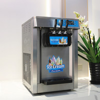 Verticale commerciële ijsmachine van roestvrij staal, automatische mobiele kraam met 3 smaken zachte ijsmaker, melk