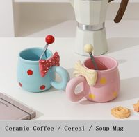 Tasses en porcelaine à pois charmantes avec nœuds, design moderne, compatibles lave-vaisselle et micro-ondes, décoration d'intérieur, mugs pour le thé et le café