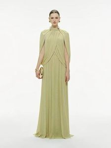 Robe longue plissée vert clair à col montant pour <span class=keywords><strong>femme</strong></span> A11669, style vintage élégant, idéale pour soirée, bal <span class=keywords><strong>de</strong></span> promo ou <span class=keywords><strong>mariage</strong></span> - Product Image 1