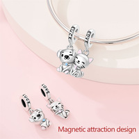 Accessoires de bijoux DIY : Bracelet, Collier, Pendentif Breloque Cœur, Mains dans les Mains, Chat et Chien, Perlé, Plaqué Argent, Zircon, Tendance
