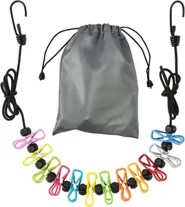 NPOT Retractable Portable Clothesline for Travel, travel clothesline with 12 Clothes Clips for Outdoor Camping Accessories