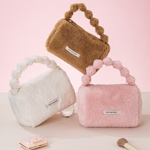 Sac à maquillage en peluche doux et portable, <span class=keywords><strong>rose</strong></span>, mignon, moelleux, avec poignée, fermeture éclair, <span class=keywords><strong>organiseur</strong></span> de maquillage - Product Image 5