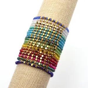 Beads Custom Handmade Tiny Faceted Glass Beads Bracelet Multi Color Crystal Beaded Bracelets For Women And Men