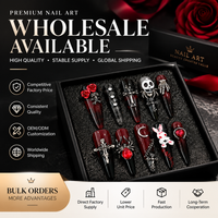 Lot de 10 faux ongles à presser, style stiletto gothique, avec motifs Halloween, crâne, rose, croix, araignée, faits à la main, vente en gros, dropshipping