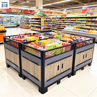 Comptoir d'exposition portable pour supermarché, double niveau, avec plateau en verre, présentoir à collations, clôture en maille, table promotionnelle pour épicerie