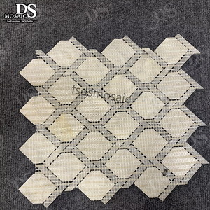 Carrara trắng hình dạng Kim Cương Đá khảm với màu xám bằng tia nước đẹp trai Gạch <span class=keywords><strong>Mosaic</strong></span> cho trang trí nội thất trong nhà tường và sàn - Product Image 5