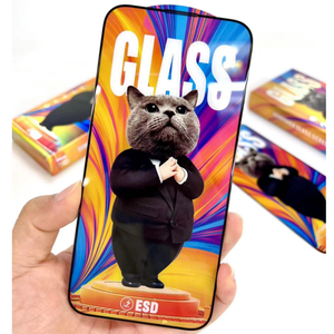 Anti statico <span class=keywords><strong>Mr</strong></span> Cat Full Glue Glass protettore di vetro HD mobile Screen in vetro temperato per iphone 15 plus 13 pro max 12 mini 14 xr 7 <span class=keywords><strong>xs</strong></span> - Product Image 1