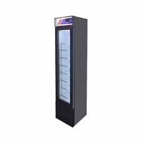 Congélateur vertical commercial 21-105L pour crème glacée, réfrigérateur compact et fin, éclairage LED, compresseur, refroidissement par air, affichage en marbre