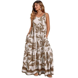 Abito Lungo Maxi Stile Hawaiano <span class=keywords><strong>Aloha</strong></span> Personalizzato per Donna, Stampa Floreale Tropicale, 100% Rayon, Linea A, Taglie Grandi, Stile a Strati per Vacanze - Product Image 1