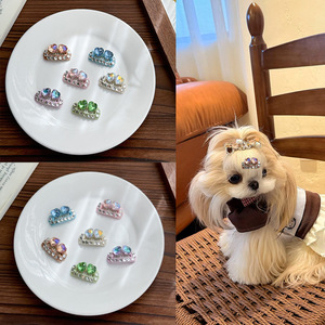 Pinza para Pelo de Perro JXANRY Antideslizante de Poliéster con Diseño de Puente Nasal de Diamantes, No se Cae, para Maltese, Yorkshire Terrier, Bichón Frisé - Product Image 2