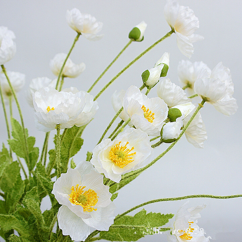 LF733新しいデザインの家の花瓶の装飾人工ケシの花4枝人工