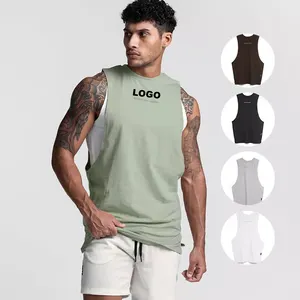 Rompi Pria Musim Panas, Longgar Ukuran Besar Rompi Cetak Pria Warna Solid Cepat Kering Bernafas Olahraga Pria T-shirt Tank Top Rompi Gym