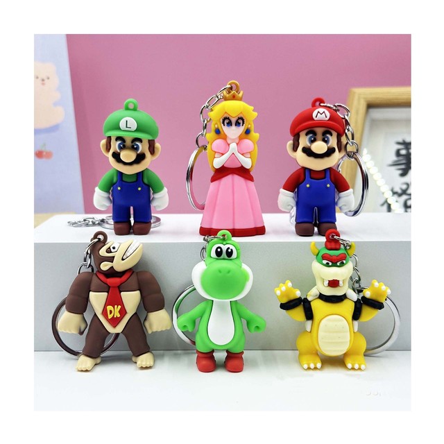 Super Bros Mario Cartoon Mario Cute Bubble Dragon Mario Doll Car Charm Accessories Key Chains