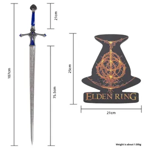 Espada de Doble Luna de Caballero, Espada de <span class=keywords><strong>Elden</strong></span> <span class=keywords><strong>Ring</strong></span>, Espada de Laina, Metal Fundido Electrochapado, Réplica COS <span class=keywords><strong>1</strong></span>:<span class=keywords><strong>1</strong></span> Sin Filo - Product Image 3